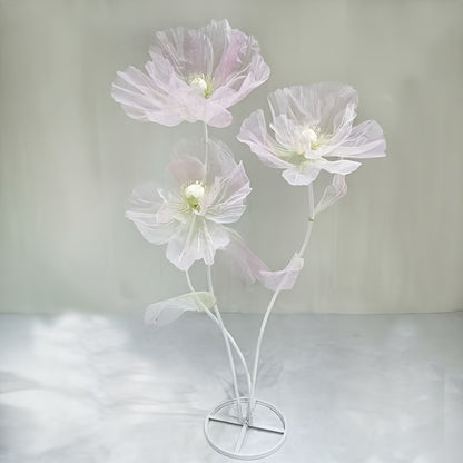 Artificial Silk Peony Flowers Giant Set of 3 Large Fake Flowers with Base & Branches for Wedding, Birthday Party, Home Decor & Window Display – 8 Colors
