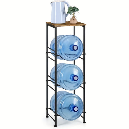 5 Gallon Water Bottle Jug Holder 3-Tier Water Bottle Holder Organizer With Top Shelf, Heavy Duty Water Dispenser Stand Rack For Kitchen Living Room Office, Brown, White, Black