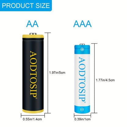 Rechargeable Batteries AA AAA with Charger 1.2V 700mAh Ni-MH Battery Pack No Memory Effect Up to 500 Cycles for Remote Control Flashlight Camping Light