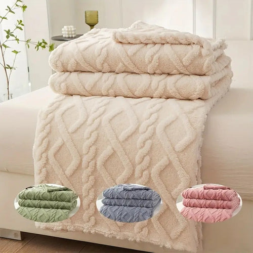 1pc Luxurious Fleece Blanket - Ultra-Soft 3D Plush With Dense Weave For Exceptional Warmth, Cozy Flannel Throw For Bed, Couch, Travel, And Outdoor Use - Versatile, Extra Warm, And Air-Conditioning Friendly Wrap, Best Gift for Christmas and Family, Suitabl