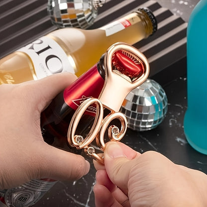 50pcs Birthday Bottle Opener Party Favors Rhinestones Birthday Souvenirs Wedding Anniversary for Guests Beer Opener Party Favors Decoration(Golden, 50th Style)