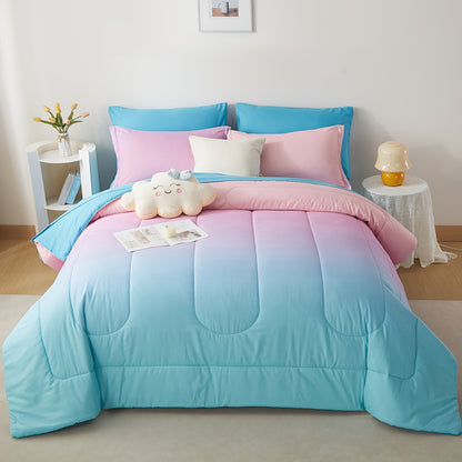 5/7Pcs Rainbow Comforter Sets - Stain-Resistant, Hypoallergenic, And Lightweight Bedding For All Seasons - Twin/Full/Queen/King Size Bed In A Bag With 100% Polyester Filling