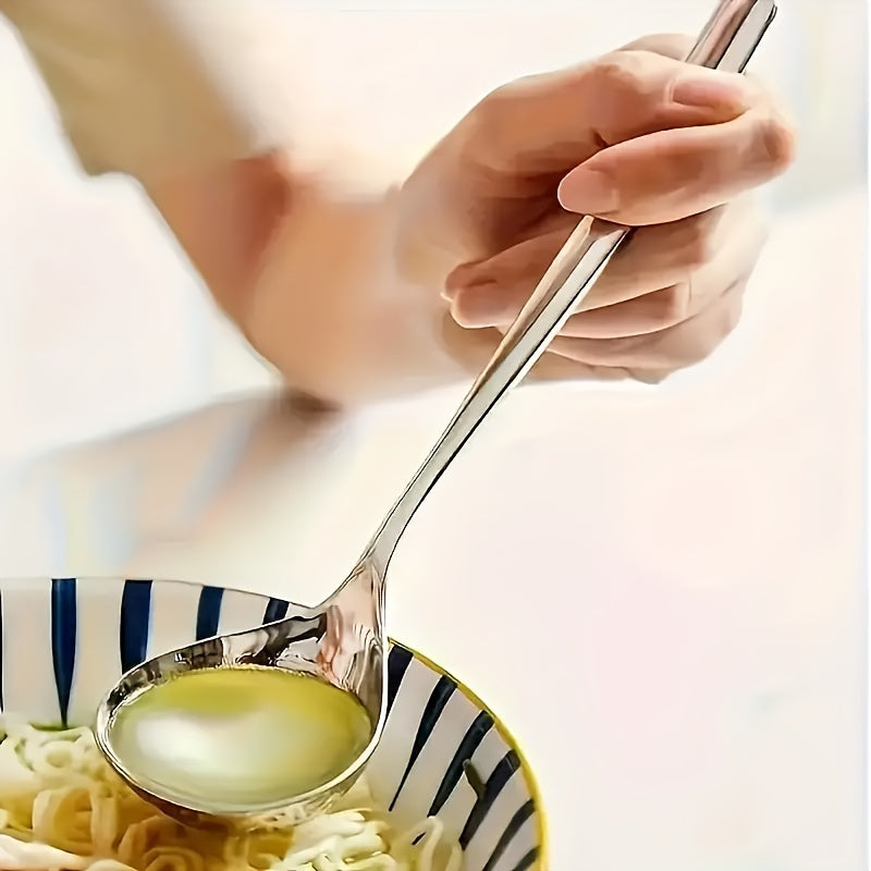 4/8/12pcs Durable Stainless Steel Long-Handled Soup Spoons, Perfect for Soup, Porridge And Hot Pot Restaurants, It Is The Ideal Kitchen Utensil