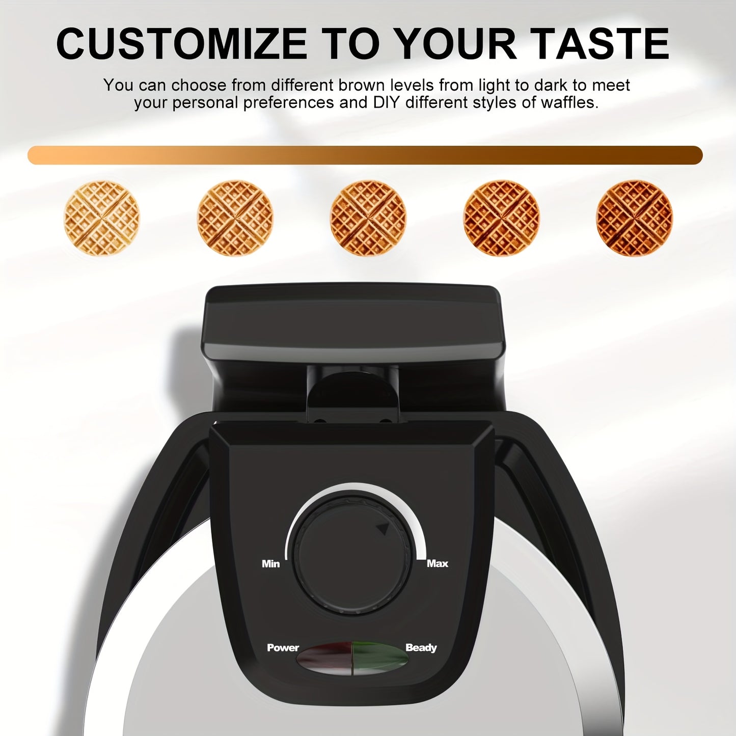 Waffle Maker, Rotating Belgian Waffle Maker, 180° Flip Waffle Iron, Non-Stick Plate, Adjustable Browning Control, Foldable Cool Touch Handle, Removable Drip Tray, Stainless Steel, Space Saving Storage