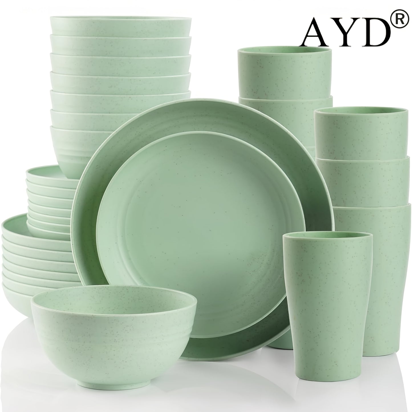 32/16pcs Dinnerware Sets Made from Wheat Straw, Including Plates And Bowls for 8 People, Featuring Black Plastic Dinnerware That Is Safe for Microwave And Dishwasher Use. This Dish Set Is Perfect for Valentine'S Day And Serves As a Durable Party Tab