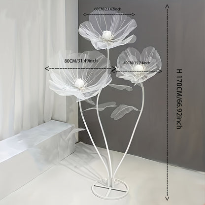 Artificial Silk Peony Flowers Giant Set of 3 Large Fake Flowers with Base & Branches for Wedding, Birthday Party, Home Decor & Window Display – 8 Colors
