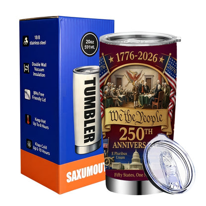250th Anniversary Wiskey Bottle, 304 Stainless Steel Insulated Tumbler with Lid And Straw, Beverage Container Or Travel Cups for Hot & Cold Drinks, 20oz Coffee Mugs, Camping Drinkware, Ideal Gift for Men, Collectors, Birthday, Father's Day, Christmas