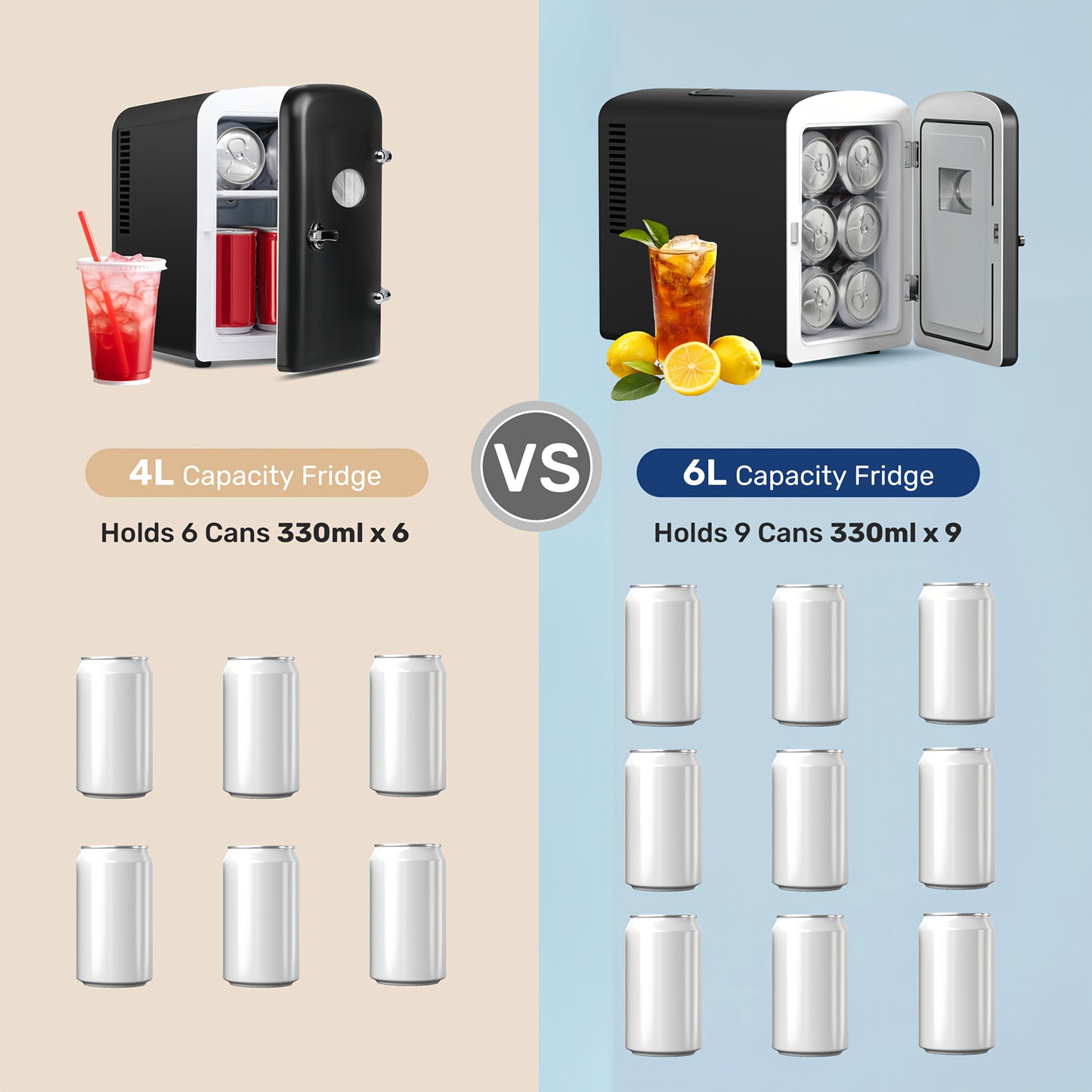 9 Can Mini Observation, Portable Cooler & Warmer, Compact Fridge for Skincare, Beverage, 1.59gal with Window, 1.59gal Compact Mini Fridge: Cooling & Heating Function for Versatile Use And with Cooling And Heating Capabilities - Ideal for Any Space