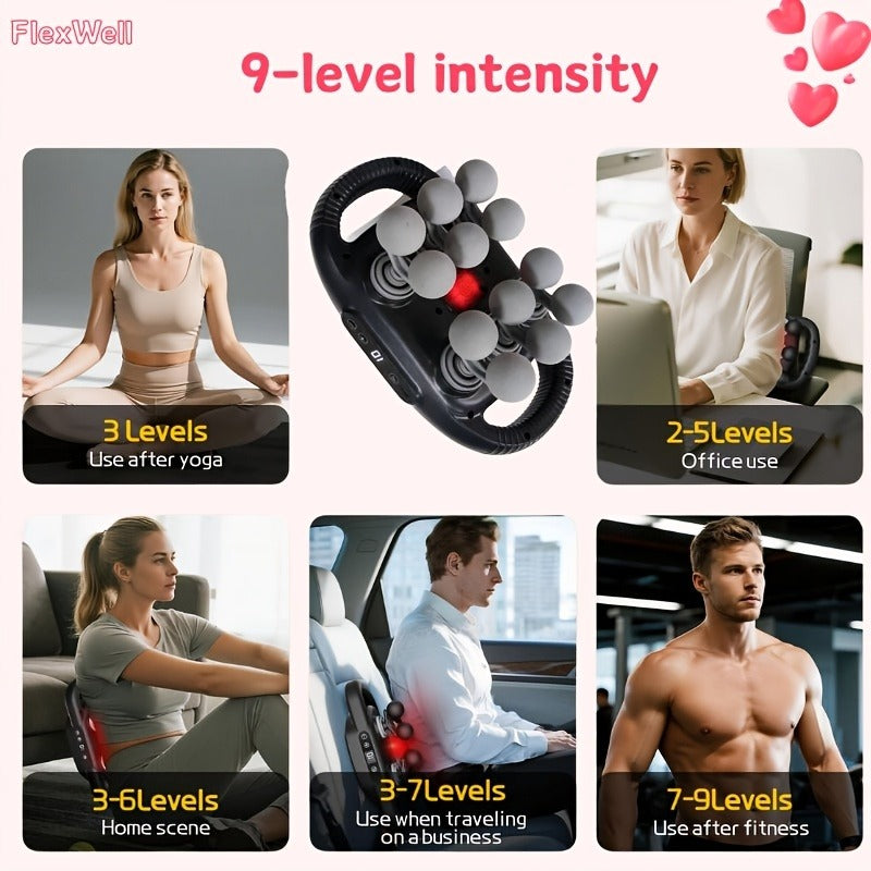 Massage Gun 12 Heads Deep Tissue Percussion Muscle Massager Set for Back Neck Shoulders Legs Foot Pain Relief Quiet Handheld Electric Body Massager