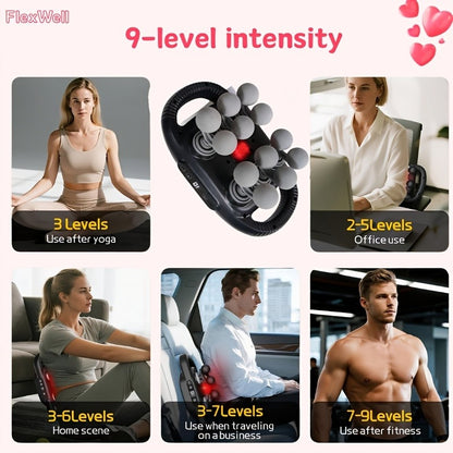 Massage Gun 12 Heads Deep Tissue Percussion Muscle Massager Set for Back Neck Shoulders Legs Foot Pain Relief Quiet Handheld Electric Body Massager