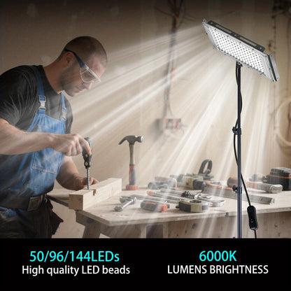 Construction Site Lighting, Large Illumination Range, Very Bright 6000K, DC 5V, USB Plug, with Bracket, Freely Adjust The Height And Angle Of The Lamp Body, Suitable for Lighting In Construction Sites, Offices, Workshops, Barns, Markets, Etc