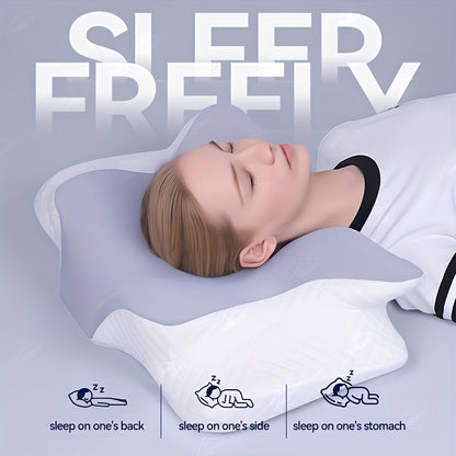 Cervical Neck Pillow for Sleeping – Butterfly-Shaped Ergonomic Memory Foam Pillow, Contour Support for Back & Side Sleepers, Slow Rebound Pressure Relief, Machine-Washable Pillowcase, Multiple Colors & 2-Pack Options