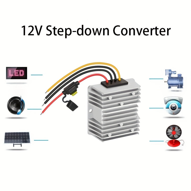 DC Step Down Converter 24V 36V 48V to 12V - High Efficiency Voltage Reducer, Durable Aluminum Housing, for RV, Solar Energy System, Automotive, Industrial Applications, 1pc & 2pcs Options