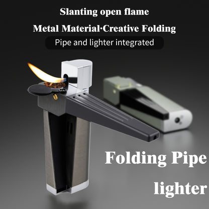 Folding Pipe Lighter Refillable 2-in-1 with Adjustable Flame, Metal-Crafted Durable Design, Gift Box Included – Windproof Butane Lighter for Men, Outdoor, Christmas & Valentine’s Day Gift