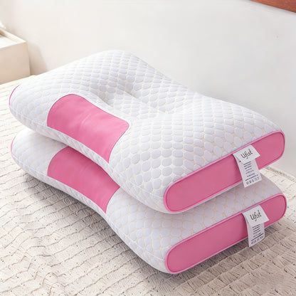 2pcs Massage Neck Pillows Adjustable Ergonomic Orthopedic Contour Support, High-Quality Pillow Core With Removable Zippered Cover, All-Season Sleeping Comfort, Neck And Shoulder Massager, Modern Pillow Design, Breathable Fabric