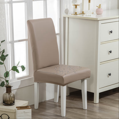 4/6pcs/set 100% Waterproof PU Leather Dining Chair Slipcover Solid Waterproof And Oilproof Stretch Dining Chair Protector Cover, Universal Chair Covers for Dining Room Kitchen Hotel Home Decor