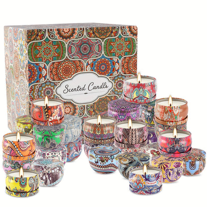 Candle Gift Set 36-Pack – Natural Soy Wax Scented Candles in Tin Cans, Aromatherapy Candles for Yoga, Spa, Bath & Home Decor, Portable Travel Candles, Perfect Gift for Women & Men, Mother's Day, Valentine's Day & Birthdays