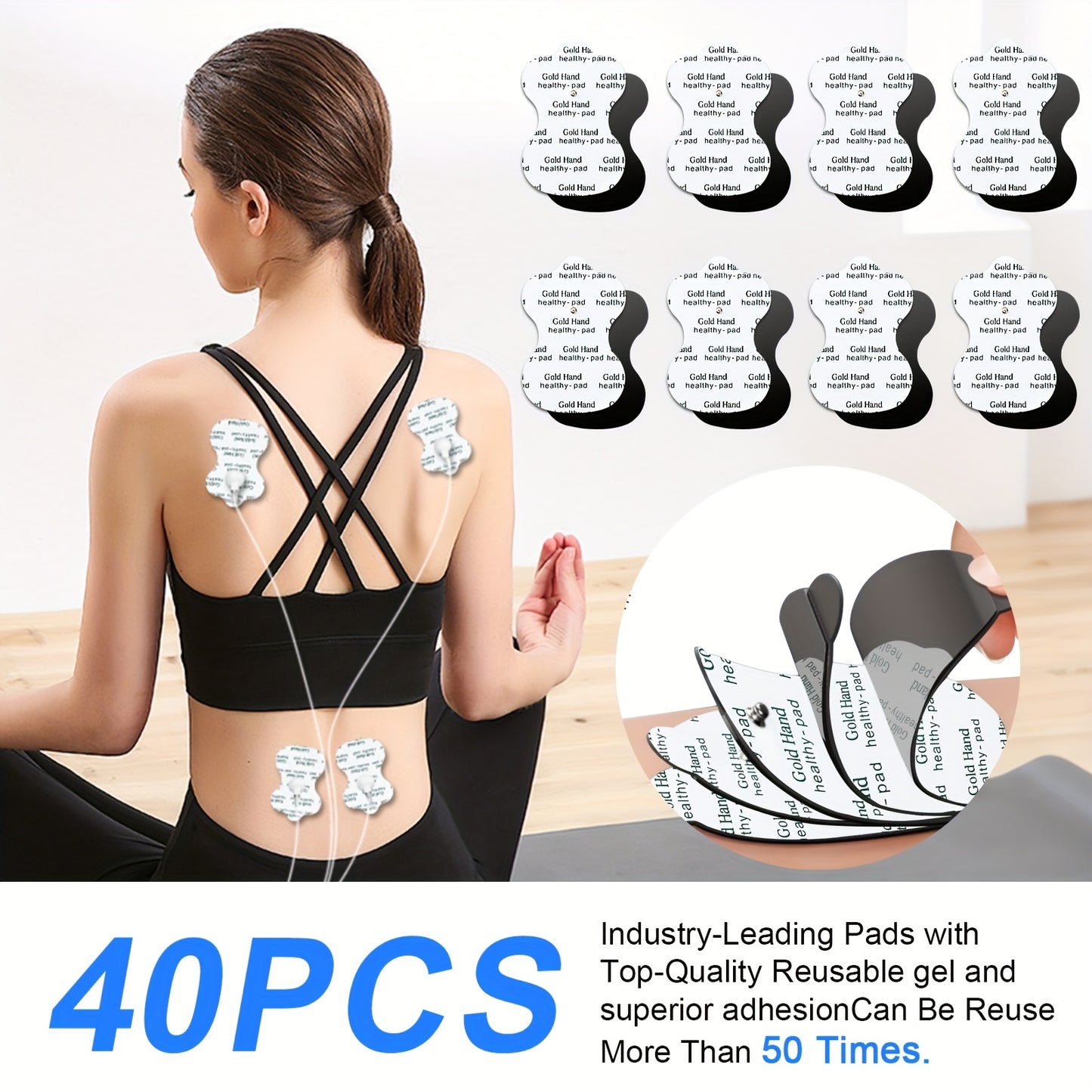 10/20/40/80pcs TENS&EMS Reusable Unit Replacement Pads - 35mm Snap Electrode Pads, Highly Conductive, Non-irritating Latex-free Gel, Reusable 30+ Times