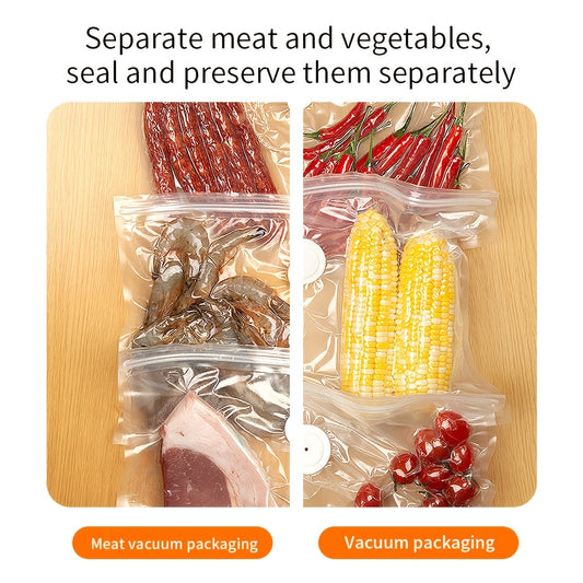 Vacuum Sealer Machine with 10 Reusable Bags – Handheld Food Vacuum Sealer Kit, BPA-Free Seal Bags, Portable Meal Saver for Sous Vide & Freezer Storage