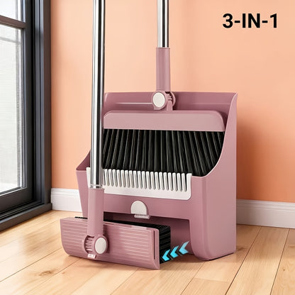 3pcs Three-in-one Broom Dustpan Set Combination Of Household Broom Wiper Non-stick Hair Sweeper God Of Garbage Broom