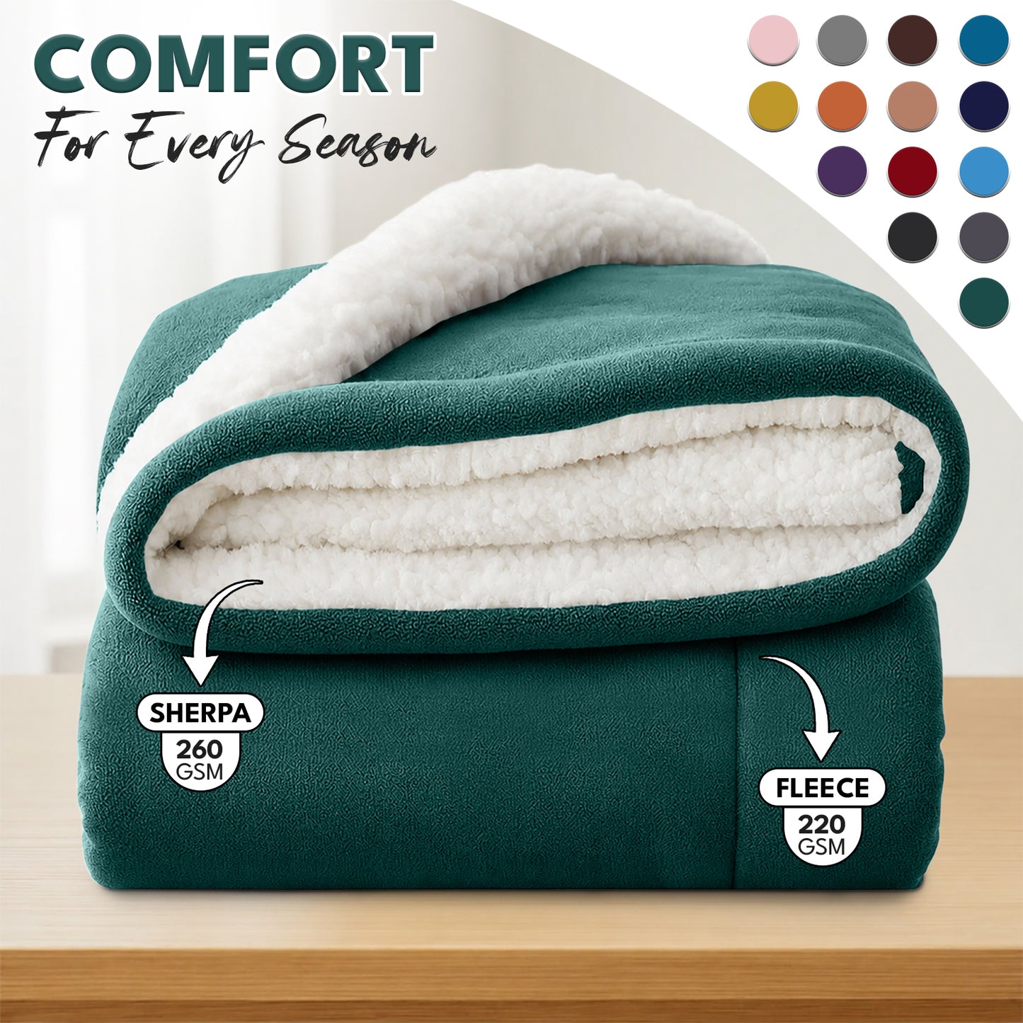 Luxurious Flannel Sherpa Throw Blanket – Ultra Soft & Warm Throw Sherpa Fleece, Comfort & Cozy Blanket for Better Sleep, Perfect for Bedroom & Guest Room Double Layer Thickened Blanket Decor Sofa Bed Blankets