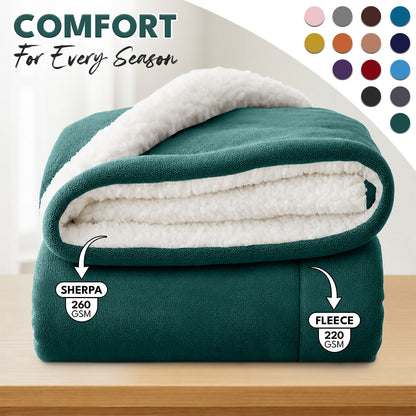 Luxurious Flannel Sherpa Throw Blanket – Ultra Soft & Warm Throw Sherpa Fleece, Comfort & Cozy Blanket for Better Sleep, Perfect for Bedroom & Guest Room Double Layer Thickened Blanket Decor Sofa Bed Blankets