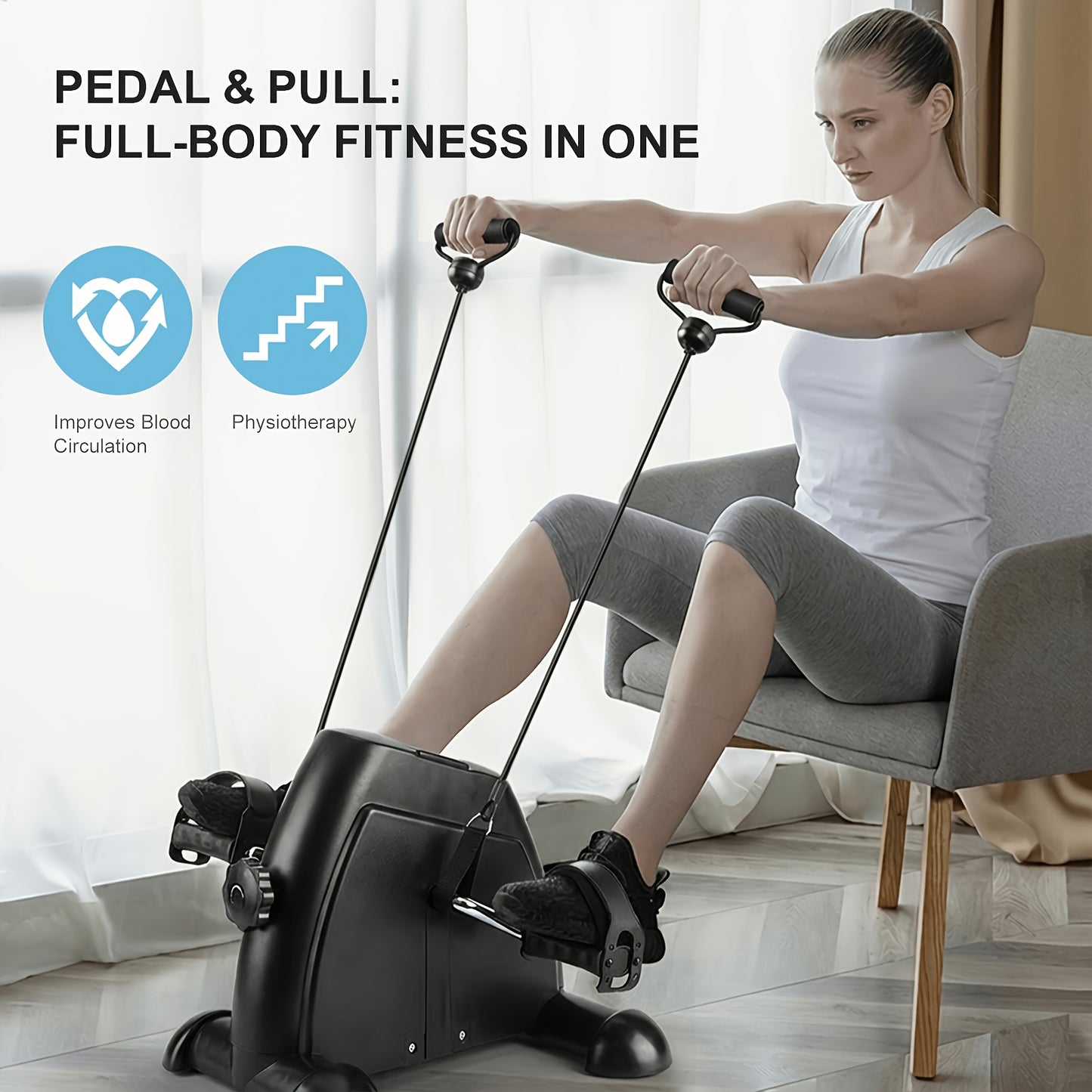 Portable Elliptical Trainer, Mini Exercise Bike For Home & Office, LCD Display, 8 Resistance Levels, Silent Anti-Slip Design, 350lb Capacity, For Arm & Leg Pedal Training, Ideal For Home, Office & Seniors