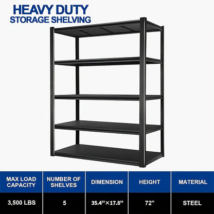 Heavy Duty Adjustable Metal Shelving Unit - Powder-Coated -Standing Storage Rack Suitable for Garage, Basement, Warehouse - No-Tool Assembly, Adjustable Height Shelves, Sturdy Frame, Ideal for Tool & Christmas Storage Organization, Storage