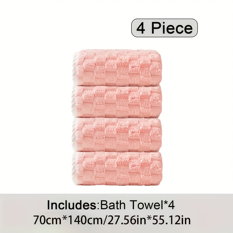 4-Pack Waffle Weave Ultra-Soft Bath Towels, Super Absorbent Quick-Dry Microfiber Towels for Adults, Quick-Drying Textured Towels, Soft Spa and Gym Travel Towels, Durable Material, Suitable for Daily Use - 80%, 20% Polyamide