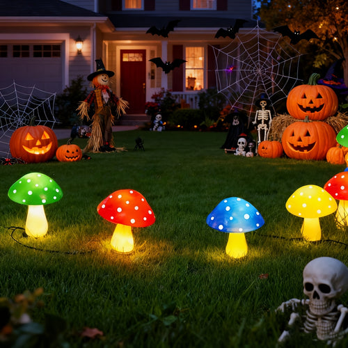 Solar Mushroom Lights Outdoor 8 Pack – 8 Lighting Modes, Color Changing Garden Stake Lights for Yard, Pathway, Halloween & Holiday Decor – Solar Powered Waterproof Mushroom Garden Lights