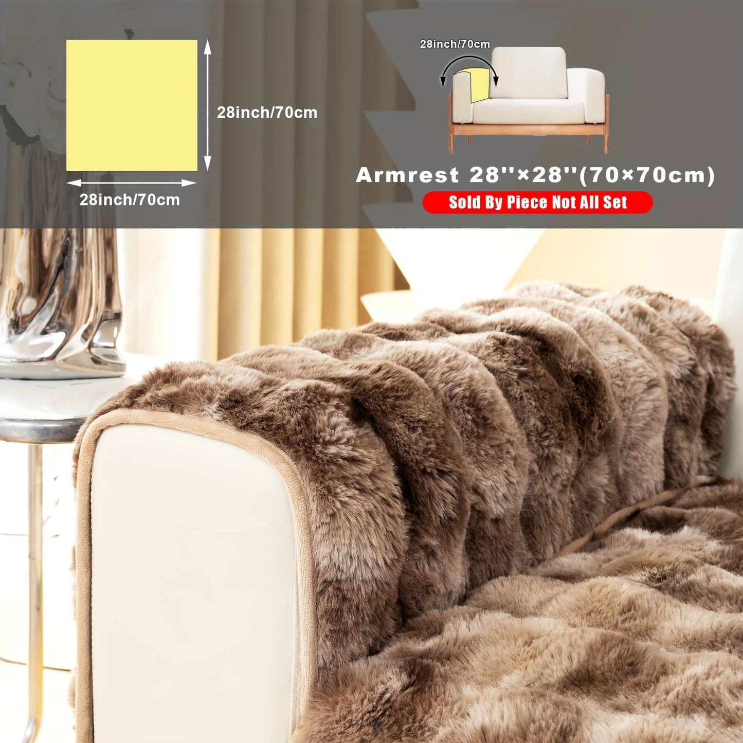 Faux Sofa Cover, Modern Gradual Change Lamb, Thick Fluff, Pet Friendly, Polyester Fiber, Machine Washable, No Printing, Dye Printing, 450-500g Fabric, Suitable for Single, Double, Triple and Combination Sofas