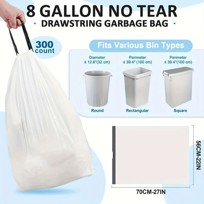100-Pack Heavy Duty 13 Gal Drawstring Trash Bags - 1mil Leak-Proof Commercial-Grade Garbage Liners for Restaurants, Offices & High-Traffic Areas - Extra Thick Tear-Resistant Design