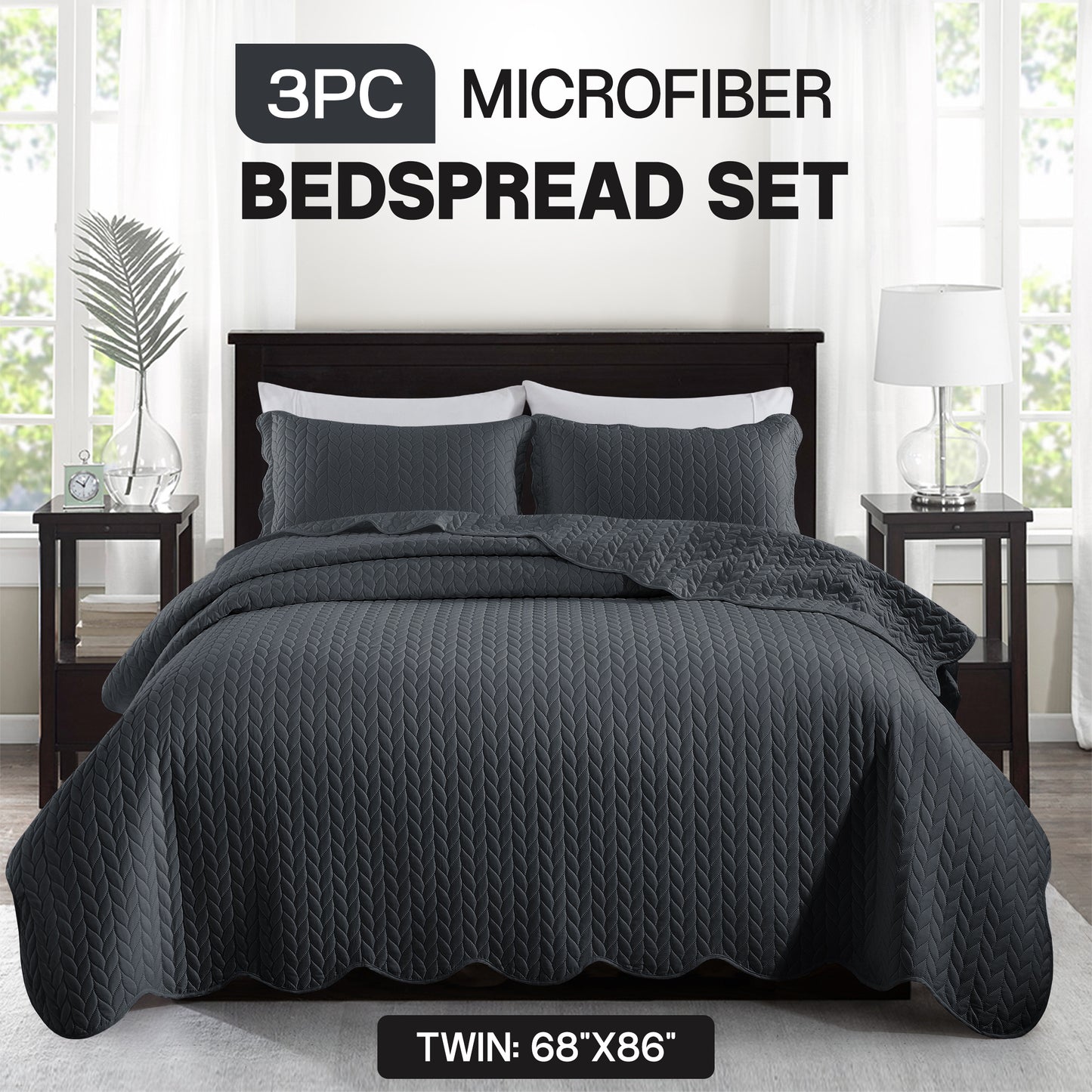 3pcs Bedspread Set Bedspreads with free Pillow Shams - Leaf Pattern Soft & Breathable Bedspread Lightweight Microfiber Bedspread - Modern Style Floral Pattern Coverlet For All Seasons - Christmas Gifts For Family And Friends (1 Bedspread, 1 Or 2 Pillow Sh