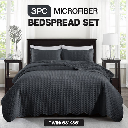 3pcs Bedspread Set Bedspreads with free Pillow Shams - Leaf Pattern Soft & Breathable Bedspread Lightweight Microfiber Bedspread - Modern Style Floral Pattern Coverlet For All Seasons - Christmas Gifts For Family And Friends (1 Bedspread, 1 Or 2 Pillow Sh