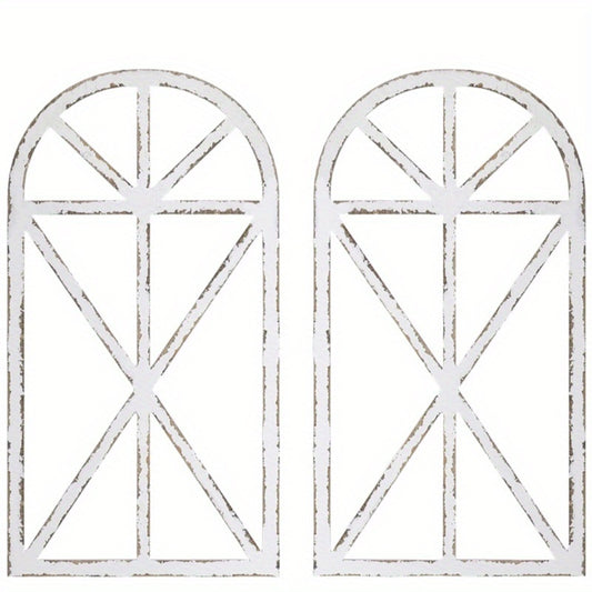 Vintage Wooden Window Frame Wall Decor 2pcs – Rustic Farmhouse Wall Art, Distressed Wood Blind Frame No Glass for Home, Bedroom, Office & Wedding Decoration