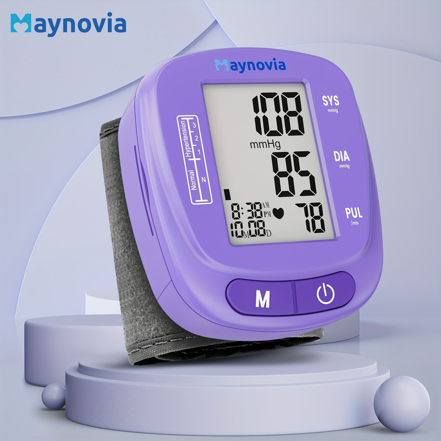 Maynovia Wrist Blood Pressure Monitor, Oximeter Fingertip, Home Medical Products, Digital Blood Pressure Monitor, Fully Automatic Home Hypertension Machine with Adjustable Cuff, Supports 120 Reading Memories, Comes with Portable Case And Battery