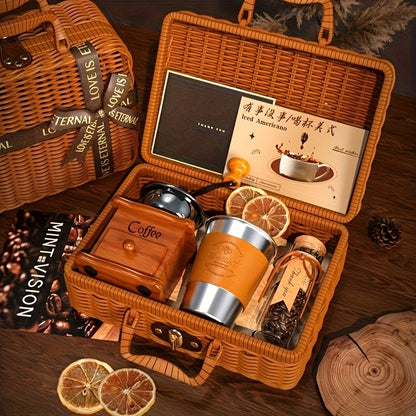 A Gift Hand Grinder Coffee Machine Outdoor Coffee Set for Travel, Office, Food Truck, And Gift-giving