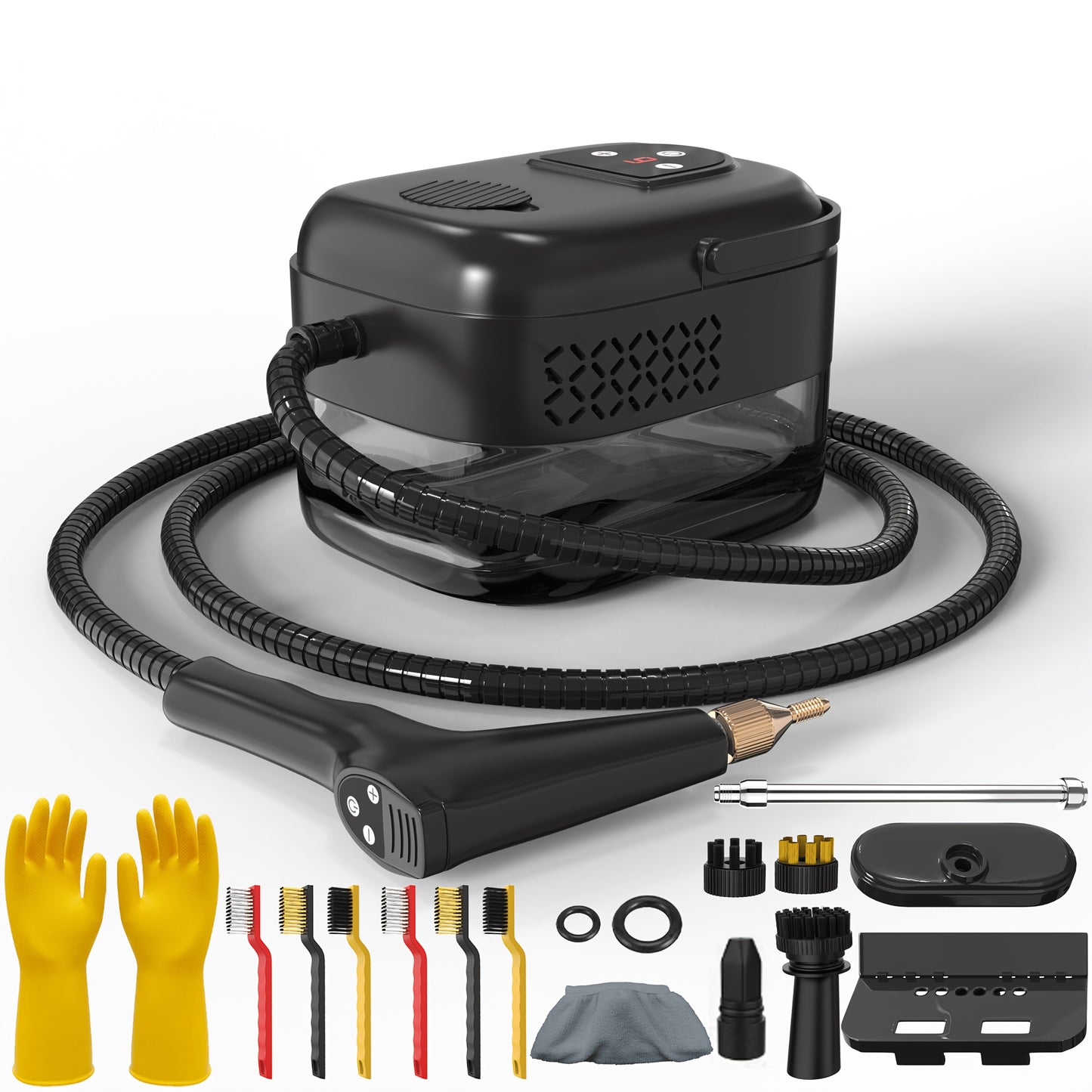 High-pressure And High-temperature Steam Cleaner, Household Steam Cleaner Handheld, High-temperature Carpet Cleaner, Easy to Carry, LCD Display, Multi-speed Control Button, Suitable for Kitchen Fume, Sofa, Tile Gap Cleaning