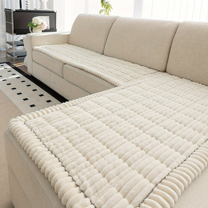 2pcs Modern Style Sofa Covers, Solid Color Jacquard Couch Covers - Soft Thick Plush Fabric, Machine Washable, Pet-Friendly Non-Slip Sofa Cushions Cover, Suitable for 2/3/4 Seats And Sectional Sofas, Ideal for Living Room, Bedroom