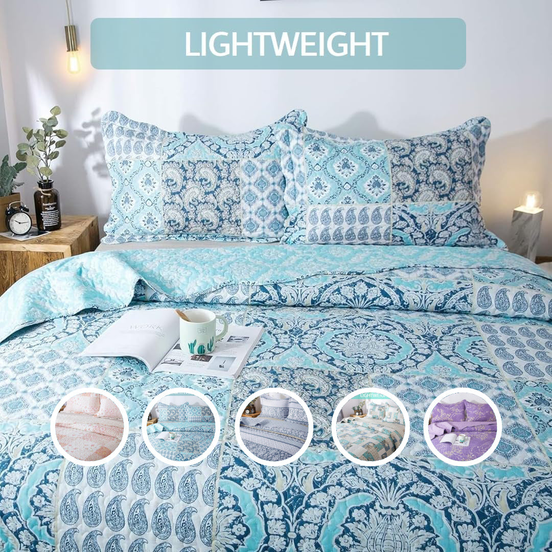 2/3pcs Light Floral Quilt Set, Cute Print All Season Lightweight Bedspread Coverlet Sets - Hypoallergenic and Breathable for Home, Bedroom, Guest Room, Camper, Cabin, RV, College Dorm - Shabby Chic