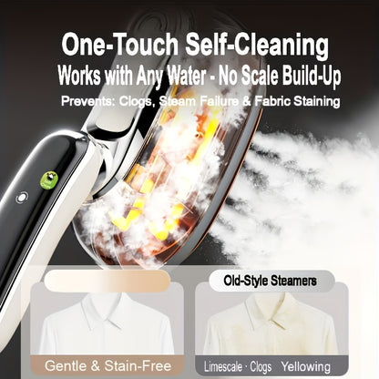 Smart Steam Iron Garment Steamer 2-in-1 1300W 5-Level Touchscreen Self-Cleaning Ceramic Soleplate 160ml Tank 5-Second Steam Horizontal Vertical Portable Home Travel White