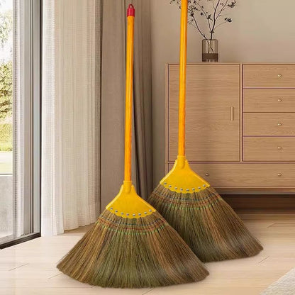 Handmade Thai Style Natural Broom - Extra Long Heavy-Duty Cleaning Broom That Does Not Stick to Hair And Is Suitable for Home, Activity, And Cultural Decoration - Sturdy Asian Grass Construction, Soft Cleaning Tool