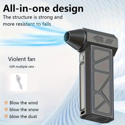 Handheld Blower Compressed Air Dust Collector, High-Power Violent Fan, High-Speed Turbine Fan with Digital Display, Wireless Electric Cleaning Fan, Hand Held Blower Dual Power USB/ Battery, Suitable for Computer Keyboards, Cars, Homes