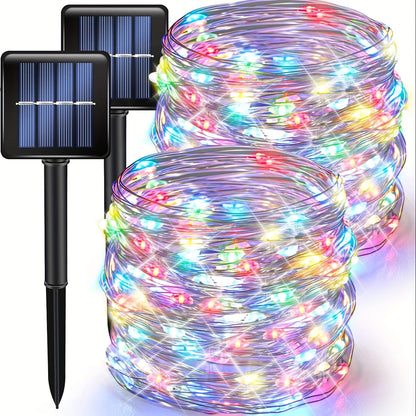 2/4/8 Pack Solar Fairy Lights, 330 LED Outdoor Solar Christmas Lights, 8 Modes Wire Solar Twinkle String Lights for Christmas Tree Wedding Party Garden Patio