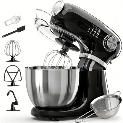 Bowl-Lift Stand Mixer 5.5 Qt 4-in-1 Electric Vertical Mixer 350W 12-Speed with Pulse Stainless Steel Bowl Dough Hook Whisk Mixing Paddle for Cake Bread Dough Black Red
