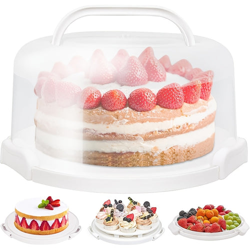 10 Inch Cake Carrier with Lid, BPA-Free Plastic Cake Storage Container & Cupcake Keeper, 2 Handles for Easy Transport Of Pies, Fruits, Nuts, Secure Base