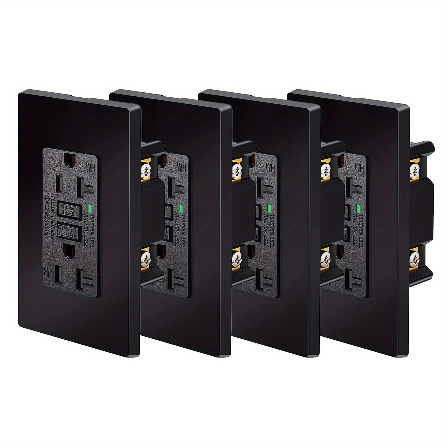 GFCI Outlet 20 Amp Tamper Resistant WR Weather Resistant with Wall Plate ETL Listed LED Indicator Test Reset Button Ground Fault Circuit Interrupter for Bathroom Kitchen Garage 2 4 6 10 20 Pack Black White