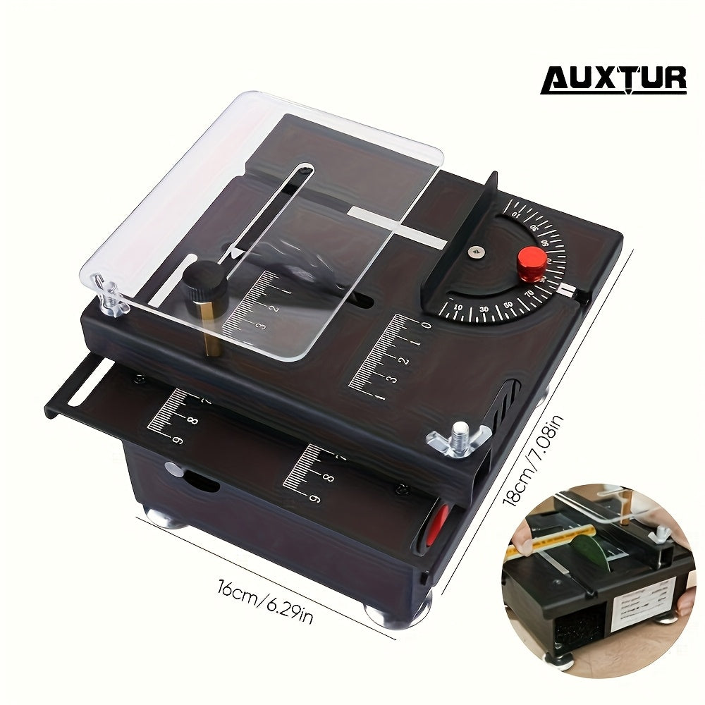 AUXTUR Mini Table Saw, Multifunctional Portable Adjustable, Cutting, Sanding, Carving, Drilling, All-In-One Machine, 7-Level Speed Adjustable Power Supply for Cut Metal Wood Plastic Acrylic