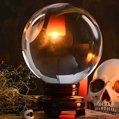 Huge Crystal Ball with Base 150Mm, Without Base 60/80/100Mm, Transparent Crystal Ball, Suitable for Magic, Photography, Lens Ball, Decoration, Feng Shui, Perfect Halloween Valentine'S Day Gift And Home Decorations