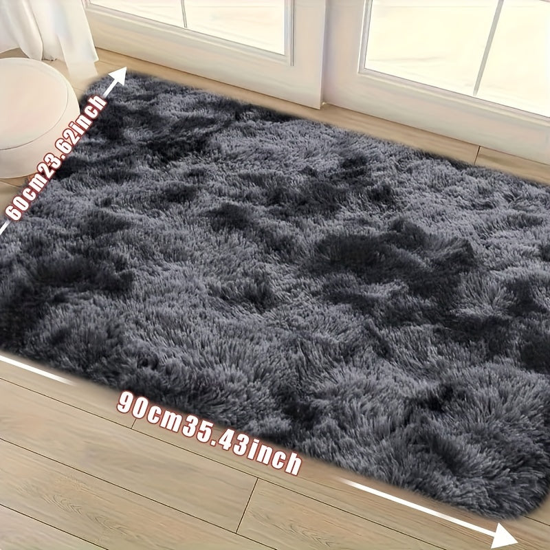 1pc Cozy Tie-Dye Plush Mat – Soft, Absorbent, Non-Slip,, Perfect for Living Room & Bedroom Décor, Modern Luxury Home Accent, Machine Washable Polyester Material, Rugs for Living Room